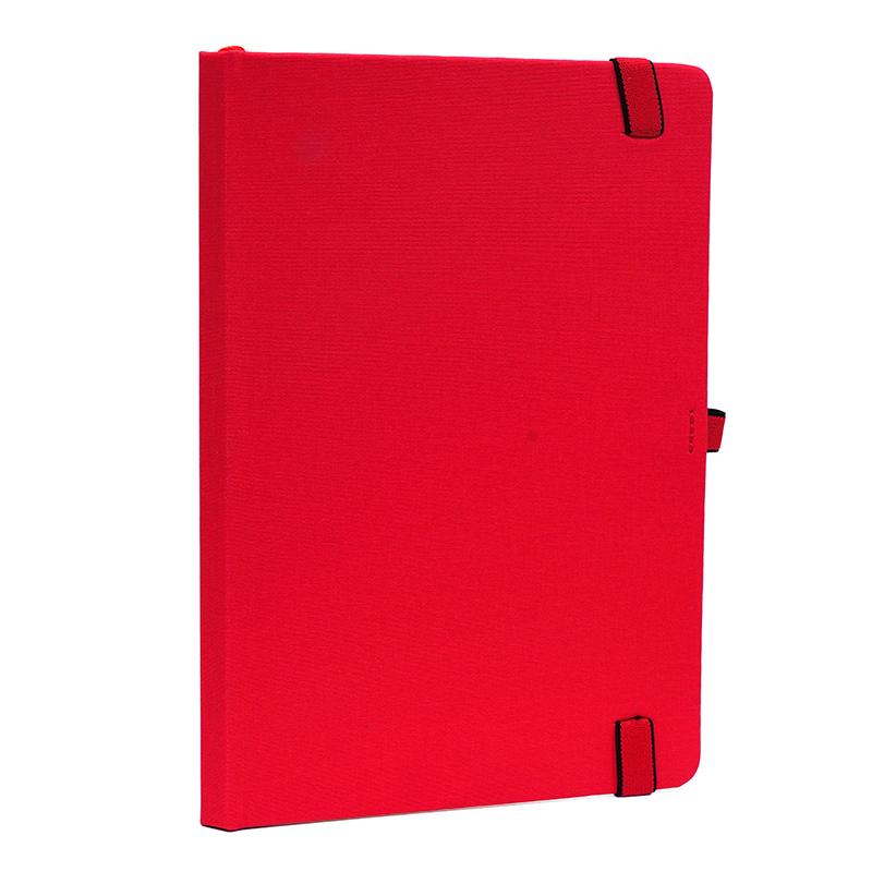 Customised Red -Pu Leather Note Book With Elastic & Pen Holder